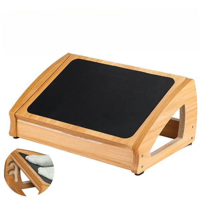 Tabouret de bureau en bambou ajustable avec repose-pieds ergonomique