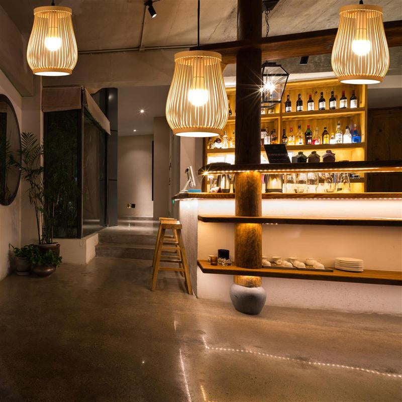 Lustre en bambou zen japonais - Éclairage artistique et design unique