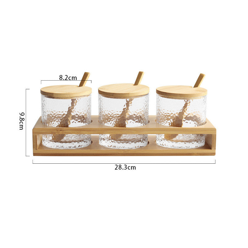 Boîte à épices en verre avec couvercle en bambou - étanche et pratique