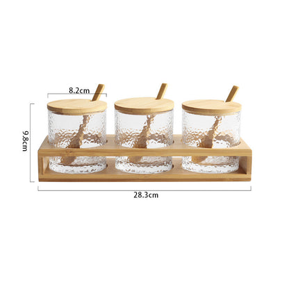 Boîte à épices en verre avec couvercle en bambou - étanche et pratique