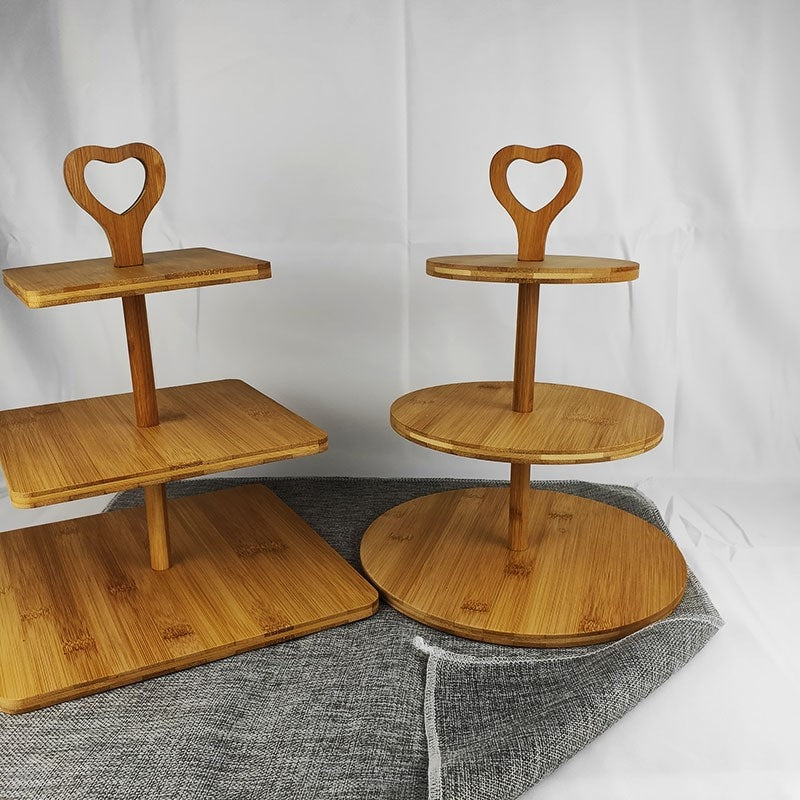 Plateau en bois à trois niveaux pour gâteaux - Idéal pour les collatio