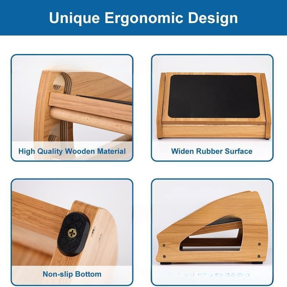 Tabouret de bureau en bambou ajustable avec repose-pieds ergonomique