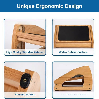 Tabouret de bureau en bambou ajustable avec repose-pieds ergonomique