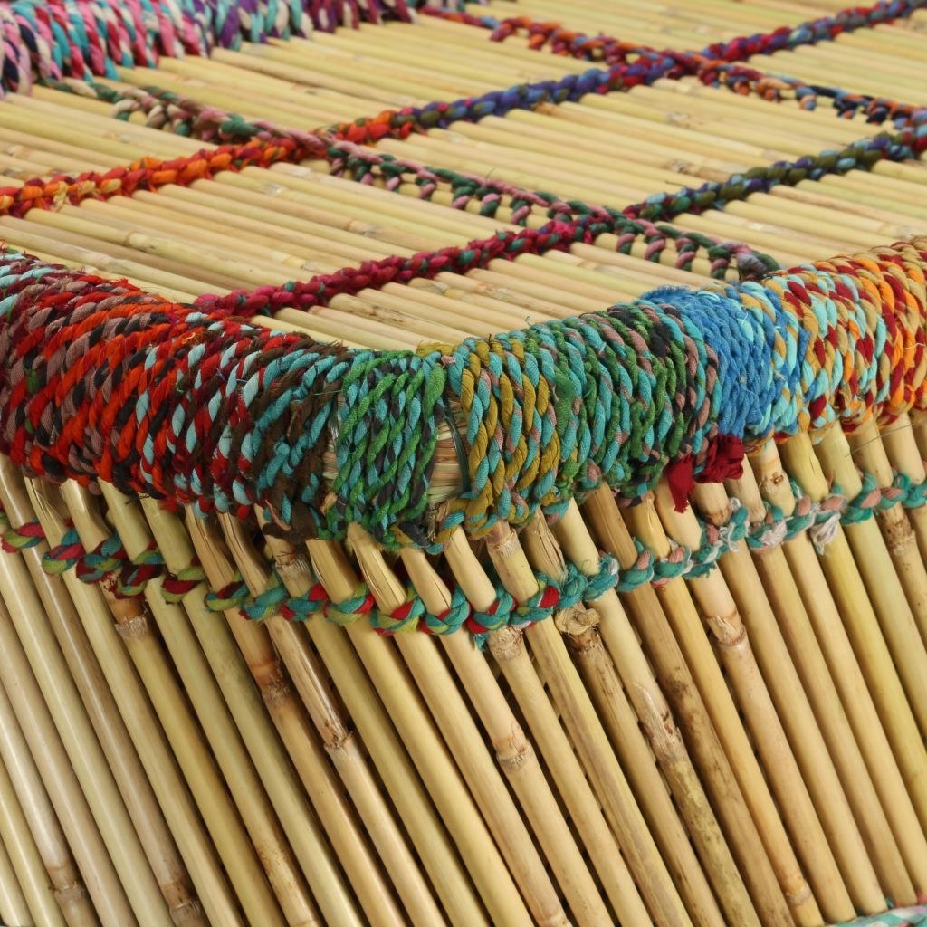 Mesa de Centro de Bambú con Detalles Chindi Multicolor