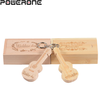 POWERONE logo personalizzato gratuito legno chitarra pen drive chitarre usb flash drive memory Stick pendrive 64GB 16GB 32GB regalo portachiavi in ​​metallo