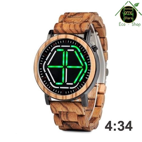 Montre en bois de bambou de couleur verte